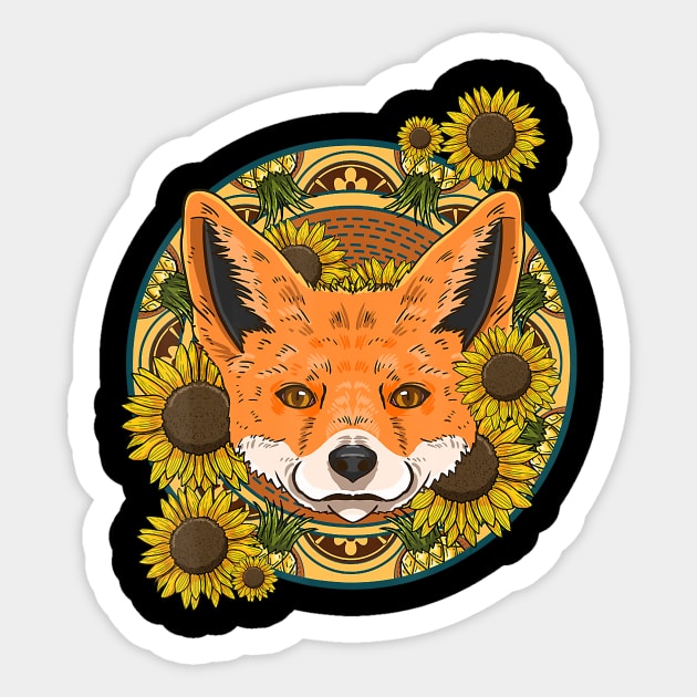 Fox Pineapple Sunflower Funny Animal Fruit Flower Sticker by JaydeMargulies